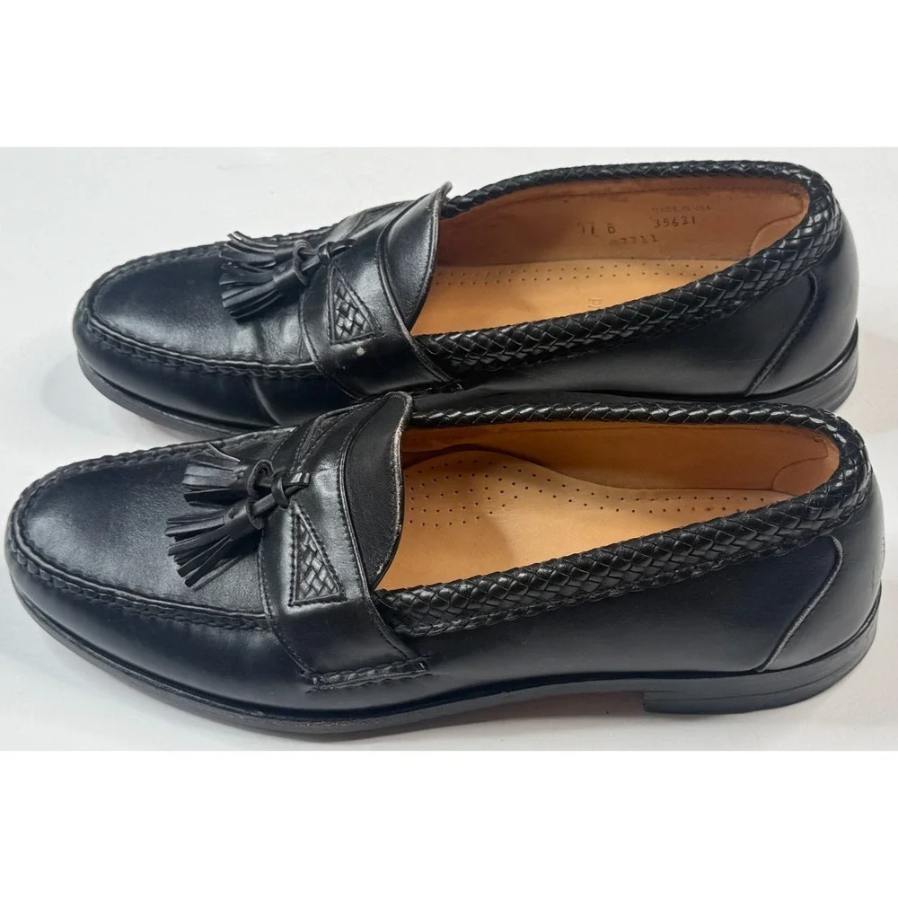 Allen Edmonds Men Handmade Maxfield Black Tassle Leather Slip On Shoes Size 11 B